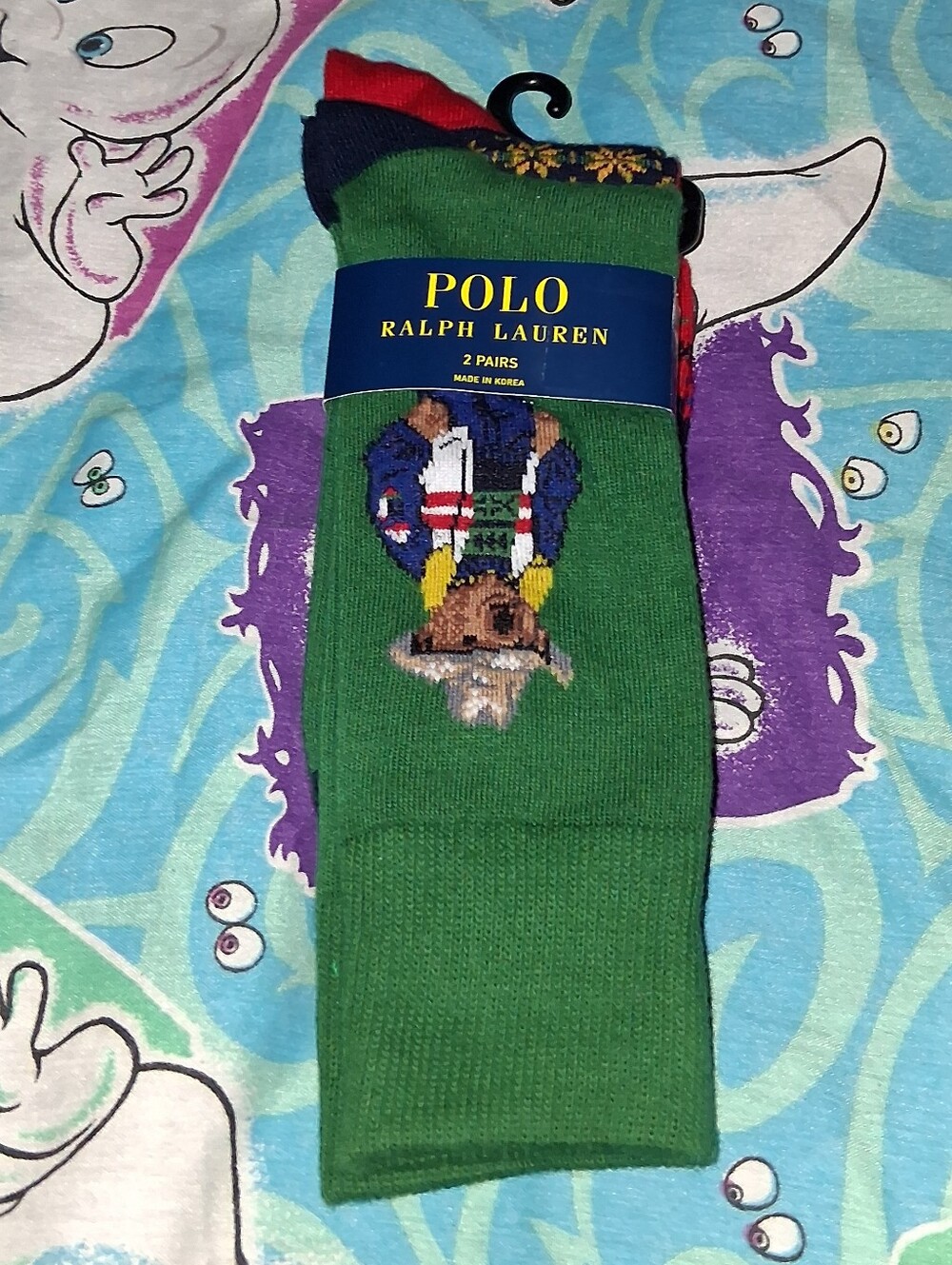 New 2 Pack Ralph Lauren Polo Socks Bear Ugly Christmas Sweater